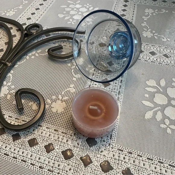 Wall Mounted Sconce With Blue Votive Candle FINAL $14 - Picture 2 of 7